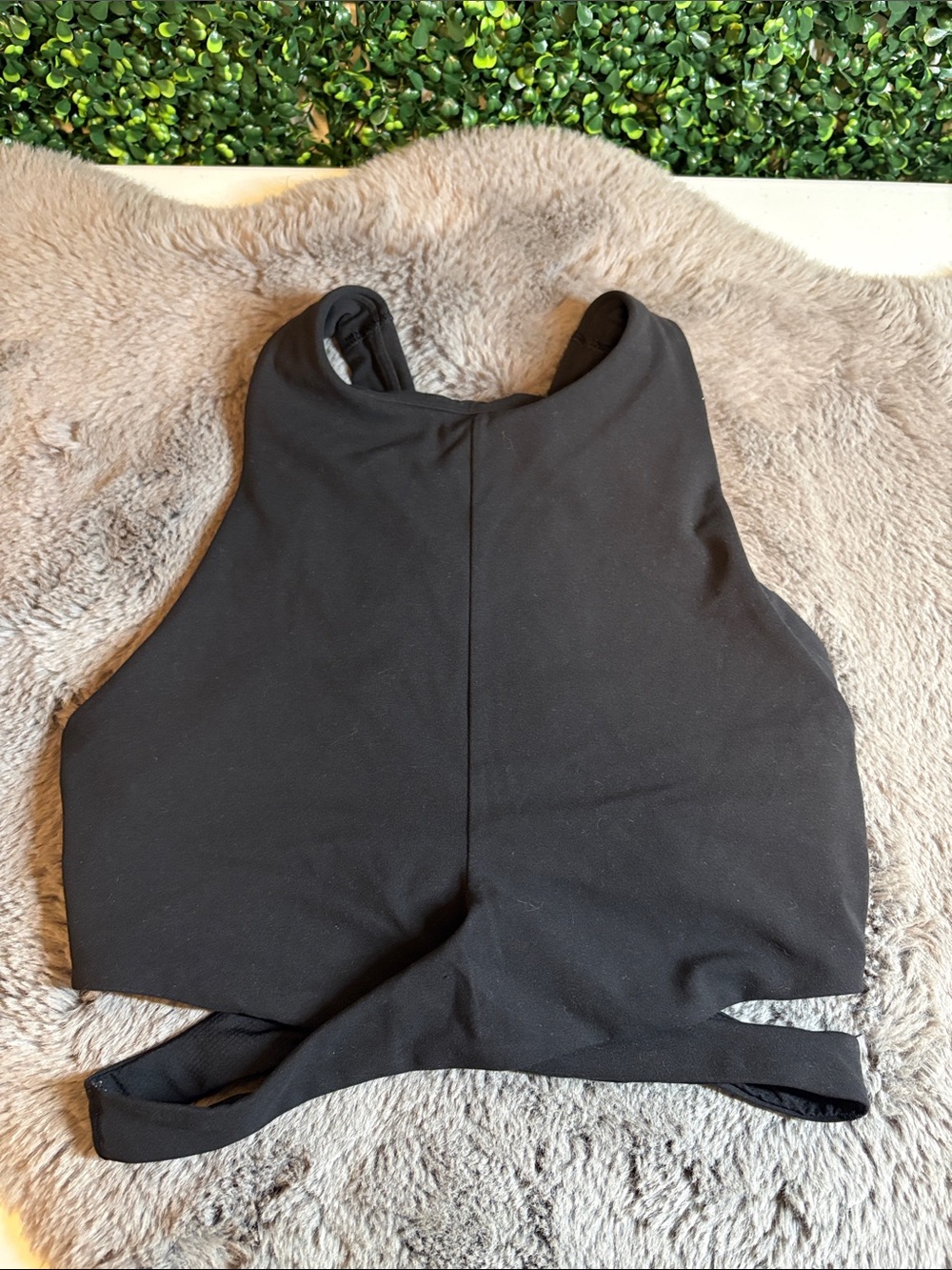 Athleta Black High Neck Crop Tank Top Size Small